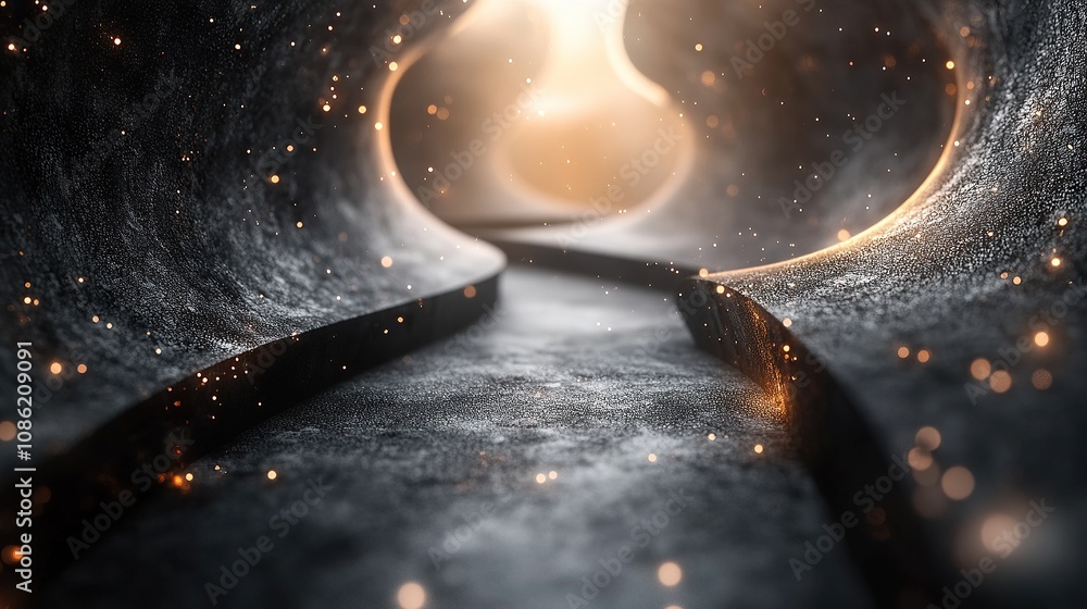 Aufkleber a mystical pathway illuminated by soft light and shimmering particles.