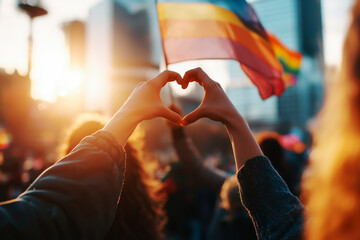 Love and Acceptance at Pride Parade - LGBTIQ+ LGBTQ+ People. International lLGBTQ+ Pride Day. Diversity Awareness. Lesbian, Gay, Bisexual, Transgender, Queer or Questioning, Intersex, Asexual and More