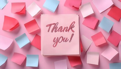 Sticky notes with the text "Thank you".Post it.