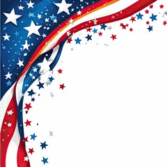 American flag background with stars.