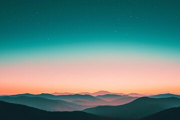 Fototapeta premium Serene Mountain Landscape at Dusk: A Tranquil Evening Sky