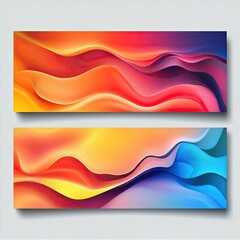 Obraz premium Two abstract banners with colorful waves.