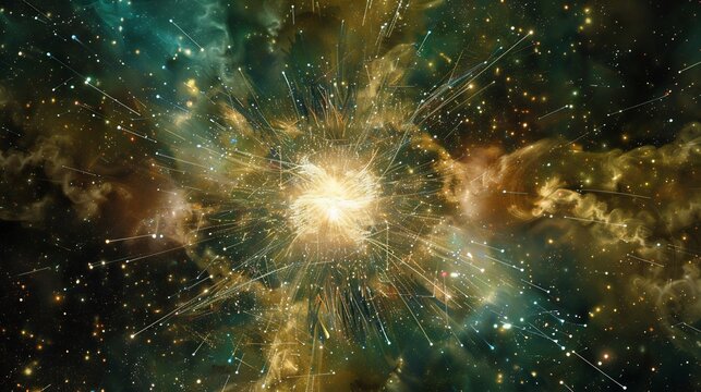 Artistic representation of the Higgs boson field giving mass to particles across the universe illustrating its essential role in particle physics and the Standard Model
