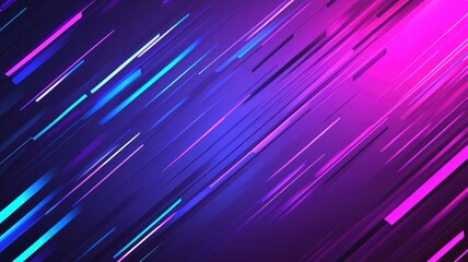 Abstract neon lines in purple and blue tones on dark background