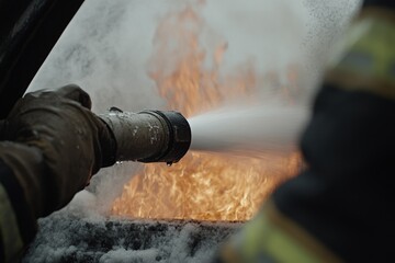 Courageous responder: brave fireman fearless commitment in battling fires, ensuring safety, representing valor, resilience that define essential role of firefighters in emergency services.