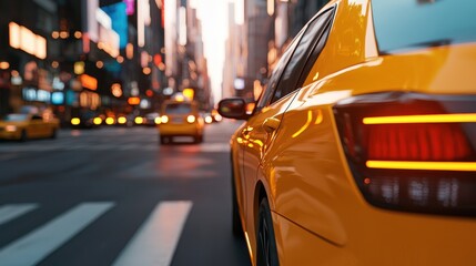 Obraz premium Vibrant city streets filled with yellow taxis