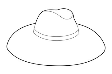 Lifeguard Hat with band. Head Fashion accessory cap with wide brim clothing technical illustration. Vector headgear for Men, women, unisex style, flat template CAD mockup sketch outline isolated