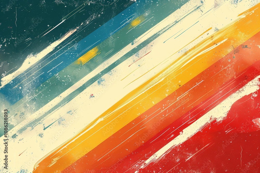 Aufkleber this artwork showcases a vibrant composition of diagonal stripes in various colors, blending and ove