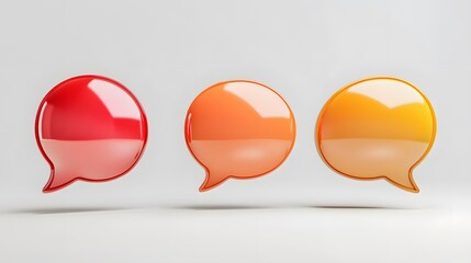 3d Speech bubbles, 3 different angle, white background