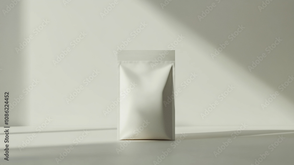 Aufkleber simple white mockup packaging with soft shadows in a minimalist setting during daylight
