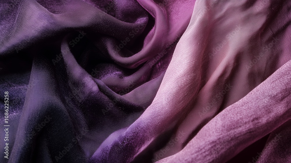 Poster dramatic gradient transitioning from deep plum to soft lavender fabric textiles creating a sensation