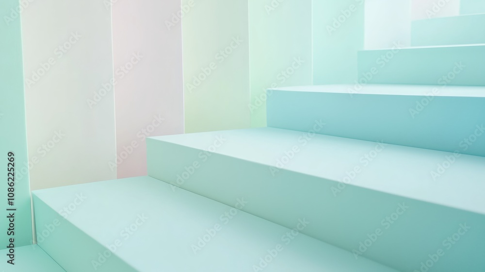 Poster A Soft and Serene Pastel Gradient Blending from Mint Green to Powder Pink, Creating an Inviting Atmosphere with Subtle Depth and Dimension