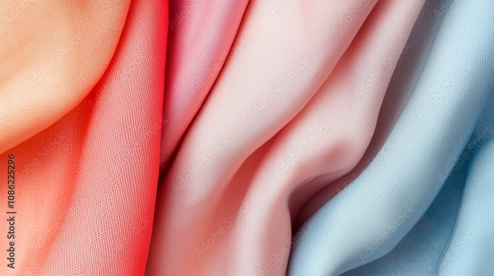 Poster smooth fabric with a beautiful gradient shifting from pale periwinkle to soft coral hues, showcasing