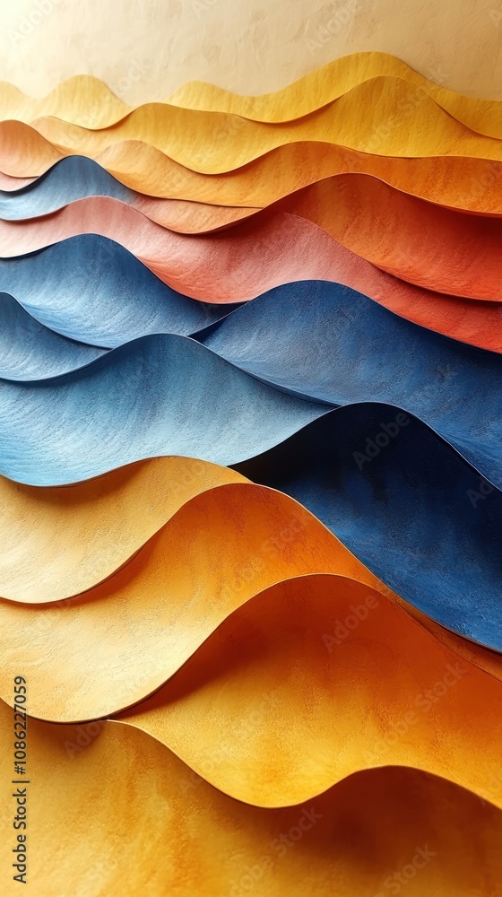 Poster abstract waves in warm colors creating a textured, dynamic surface.