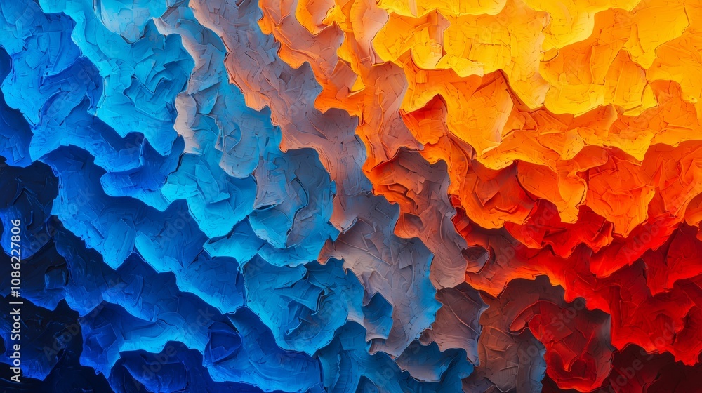 Poster vibrant abstract background featuring a bold gradient transition from fiery red to electric blue wit