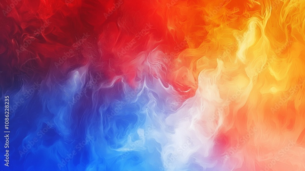 Poster vibrant abstract background with bold gradient shifting from deep cobalt blue to red and orange hues