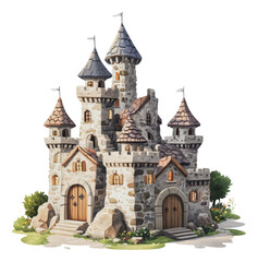 PNG Charming stone castle surrounded by greenery