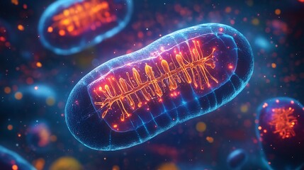 Atp production mitochondrial function illustrated in a detailed biology research poster showcasing oxidative phosphorylation and energy synthesis in mitochondria