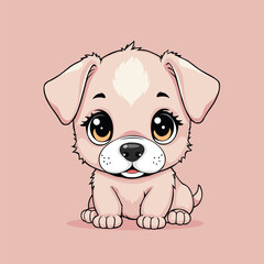 Cartoon baby dog full body vector illustration with background