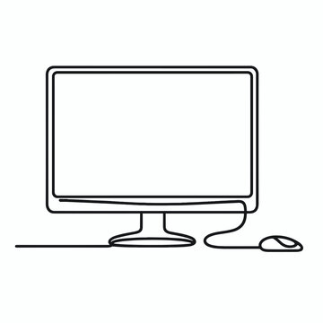 recommend clip art: Elegant line art of computer monitor with clean professional design 