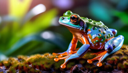 Fototapeta premium Close-Up of a Frog in its Natural Habitat