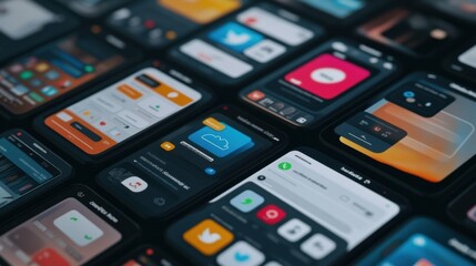 Numerous screens show different social media app interfaces, highlighting the range of digital interactions available today. Generative AI