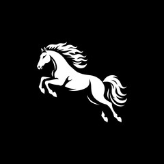 simple silhouette hand drawing horse  jumping running
