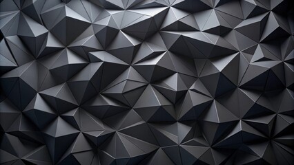 Obraz premium Abstract black polygonal surface background in rendering, geometric, digital, abstract, design, dark, polygon, shape