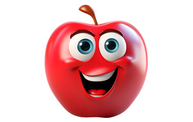 Obraz premium Fresh red apple isolated on white background. Cartoon style.