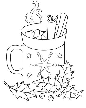 hot cocoa mug with cinnamon sticks clip art preview