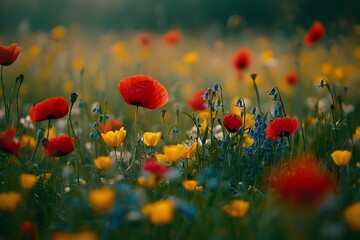 Vibrant Wildflower Meadow: A Kaleidoscope of Color in Nature