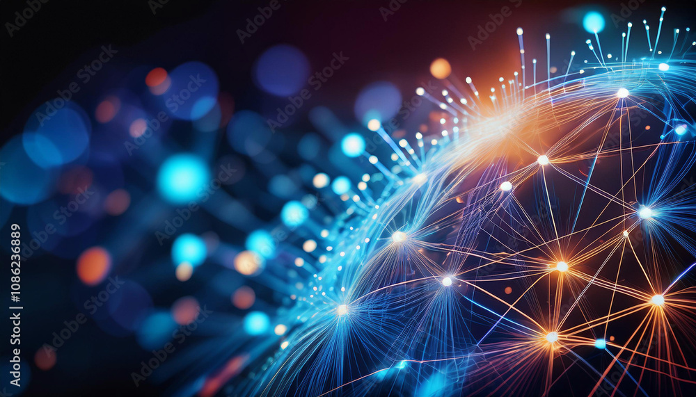 Poster close-up of digital networks and connectivity, representing the internet and online communication