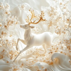 Golden Reindeer with Sparkling Magical Glow