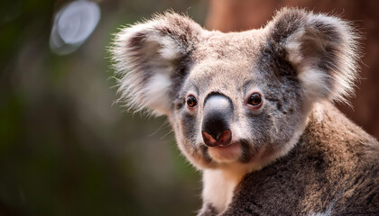 Close-Up of a Koala, Emphasizing Its Gentle Expression and Fur Texture