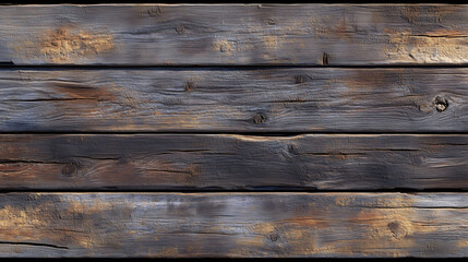 Obraz premium Close-up of rustic wooden surface with aged textures and visible knots.