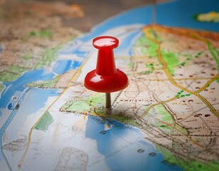 Map with a marked location, illustrating geographic positioning and site identification.