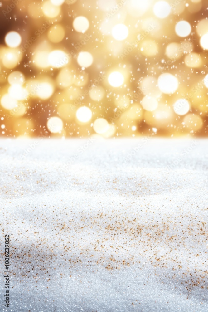 Poster a dreamy snowy backdrop adorned with sparkling bokeh lights, creating a magical winter atmosphere fi