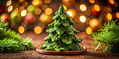 Low Light Pesto Pine Tree Shape, Festive Food, Holiday Scene