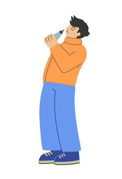 recommend clip art: Man with runny nose and spray from the cold. Vector illustration on white background