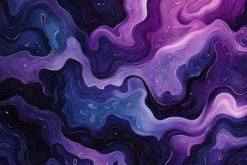 Cosmic Waves: A Vibrant Palette of Purple and Blue Abstract Design