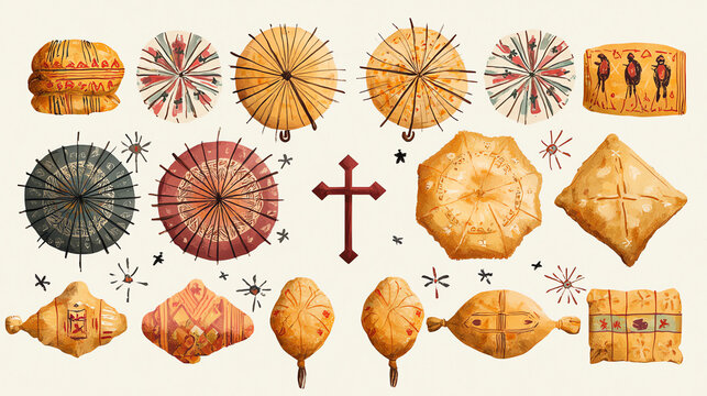 Ethiopian Timkat celebration featuring colorful umbrellas and symbolic crosses in a vibrant cultural display