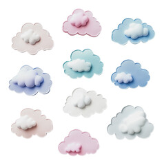 Obraz premium PNG Fluffy colorful clouds on white