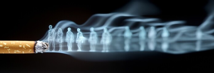 The smoke of a cigarette turns into a series of smoke figures that disappear as you go, symbolizing the life lost to smoking.