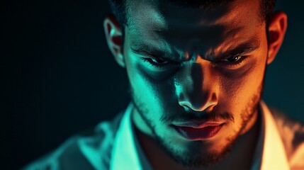 Close-up Portrait of a Man with Intense Expression