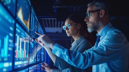 Business professionals analyzing performance data optimize processes for success