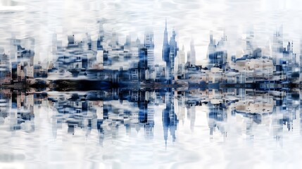 Obraz premium Abstract Cityscape Reflected in Misty Water