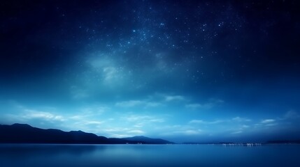 Serene Night Sky Over Tranquil Mountain Lake