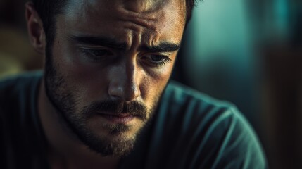 Fototapeta premium Close-up portrait of a pensive man