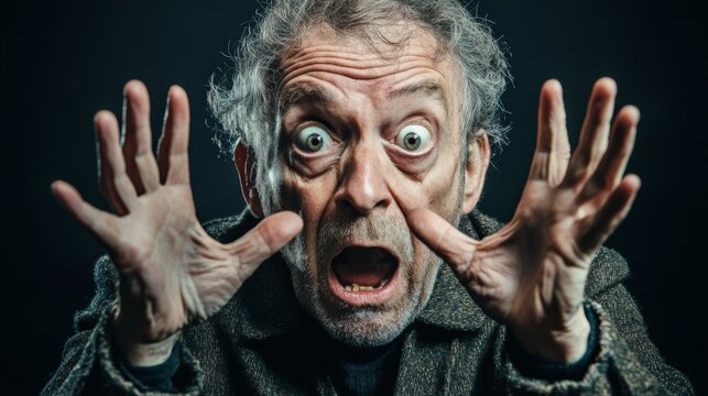 Terrified Elderly Man Portrait