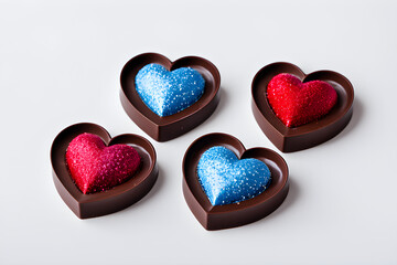 Fototapeta premium Valentine's Celebration Chocolate Against White Background